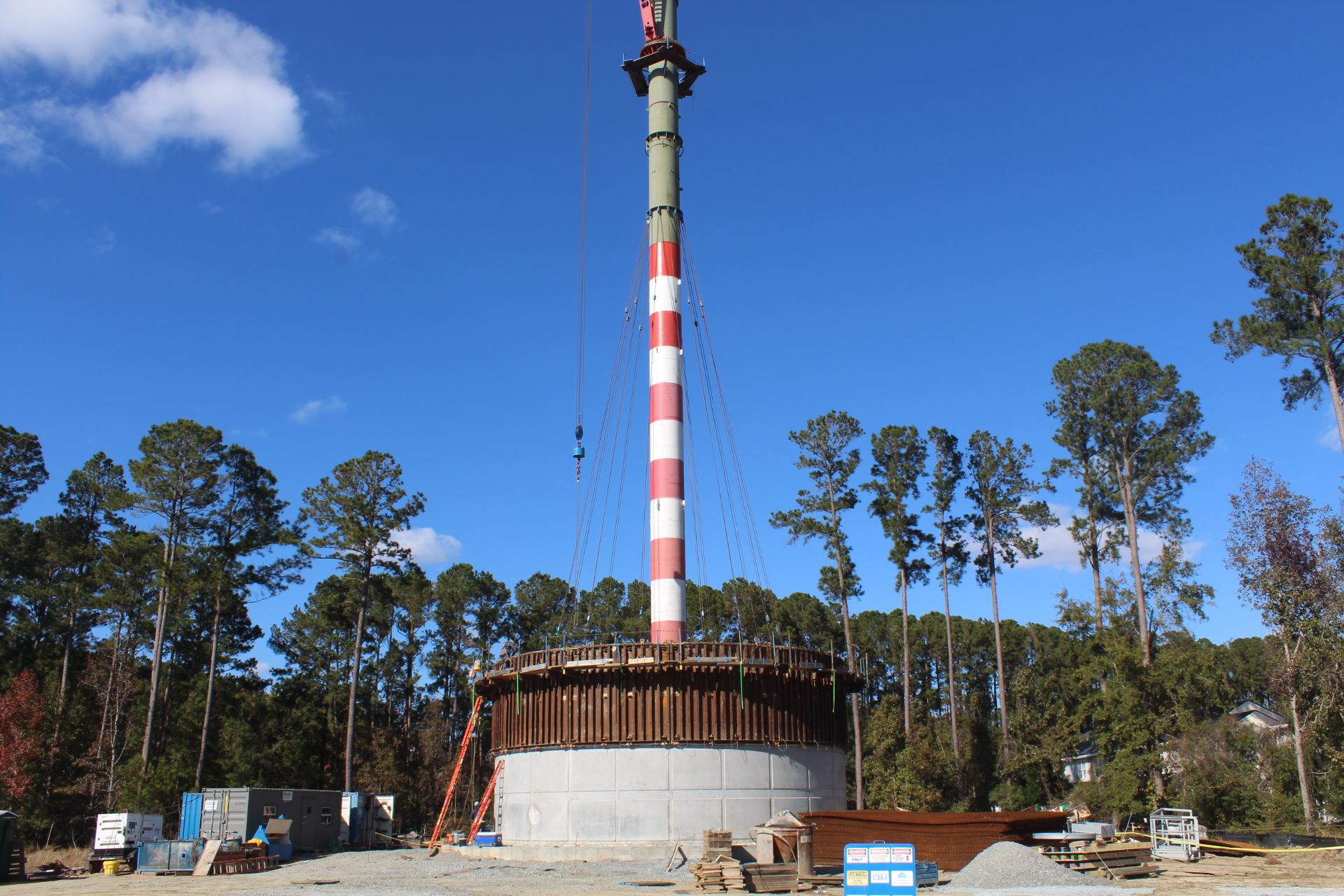 Image of current construction of elevated storage tank